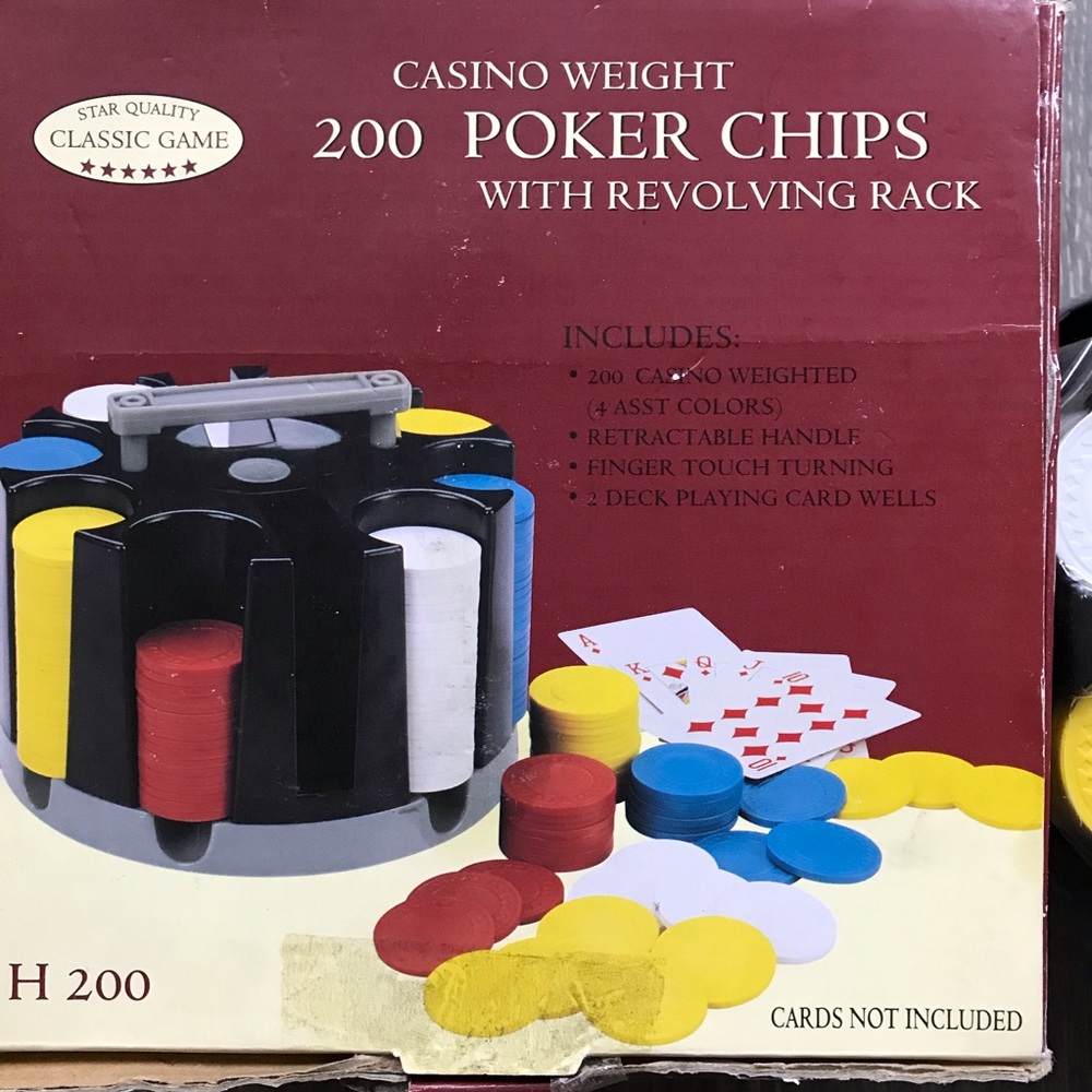 200 Poker Chips with Revolving Rack.